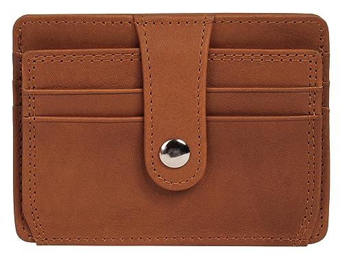 piké Visitenkartenetui Echt Leder Herren Kompaktes Business Etui | flaches Kartenetui mit Druckknopf | Mini Organizer für Visitenkarten 021939