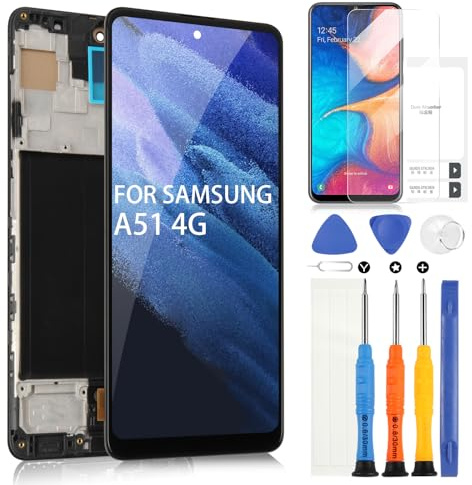 ARSSLY OLED LCD Bildschirm für Samsung Galaxy A51 4G A515 Display für SM-A515F SM-A515F/DS SM-A515U Digitizer Touchscreen Assembly mit Werkzeugen (Schwarz mit Rahmen)