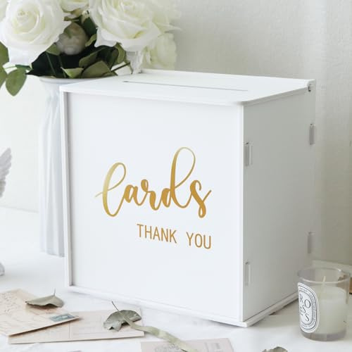 White Wedding Card Box with Lock & Key for Graduation Baby Shower Birthday