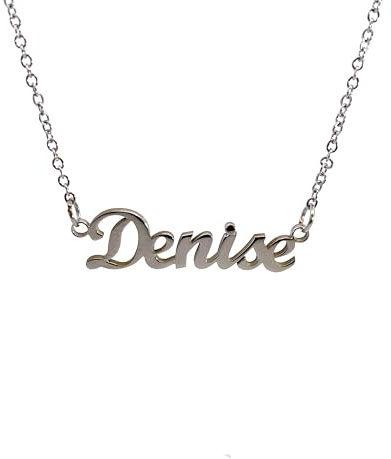 10:10 Damenhalskette mit Namen, Edelstahl, hypoallergen, Schmuck für Damen, Name glänzend, feine Kette, verstellbar, hergestellt in Italien