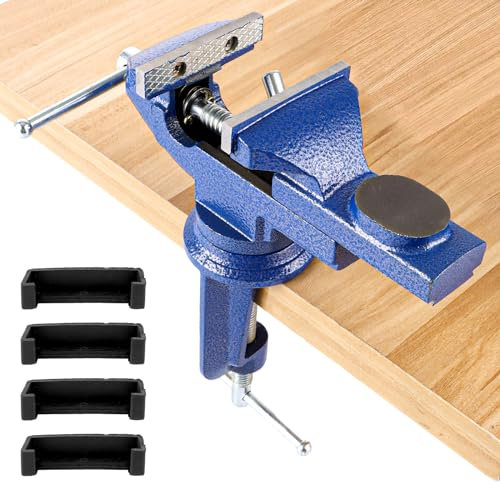 JMIATRY Morsa da 70 mm, morsa bloccabile, blu, morsa, girevole per lavorazione del legno, foratura, taglio