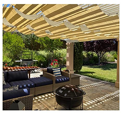 IBOWZ Tenda da Sole Avvolgibile Vela ombreggiante a Vela ondulata con Filo Scorrevole, Parasole Retrattile a Forma di U, Luce filtrante, rinfrescante e Anti-ultravioletti, per terrazze, pergola