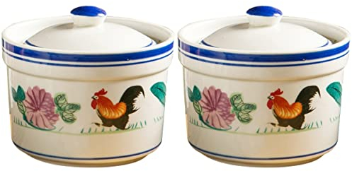 ANSNOW Ceramic Cock Tureen Bird Soup Steam Oven Porcelain Custard Cups Deep Soup Bowls Ceramic Soup Noodle Bowl with Lid Stove Oven Ice Noodle Soup Bowl Ceramics with Cover/As Shown*2Pcs/9*6.5Cm*2Pc