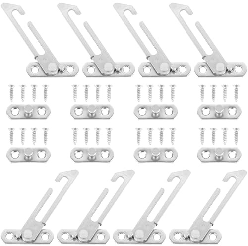 WENLISELL 4 Pairs UPVC Window Restrictors Hook, Stainless Steel Window Restrictor Hook with Screws, Window Restrictor Locks for UPVC Windows, Home