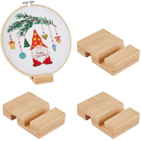 OLYCRAFT 4 Stück Stickrahmen Holzsockel Stickrahmensockel 5.4x7.8cm Stickrahmen Staffeleien Rechteckiger Stickständer Kreuzstichrahmen Zubehör Dekor Für Stickereirahmen bis zu 20 cm