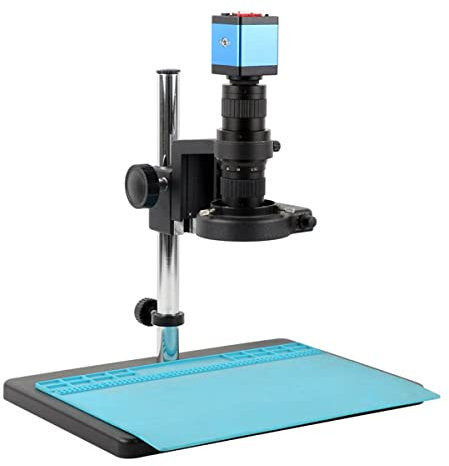 Lab Microscope Accessories HDMI VGA USB Video Microscope Camera 200X 0.7X-5X Adjustable Monocular Microscope Zoom C Mount Lens Set For PCB Soldering Phone Repair PCB inspection(14MP HDMI VGA)