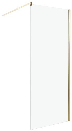 Mampara de ducha de vidrio templado sin puerta dorado 80 x 190 cm Ahaus