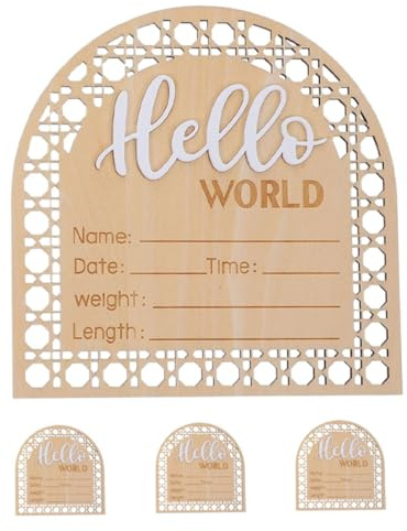 JOINPAYA 4stücke Holz Willkommensschilder für Geburt Geburtsanzeige Rustikales Schild für Kinderzimmer und Babyankündigungen