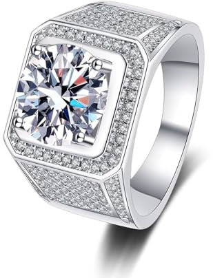 Freundschaftsringe Freundinnen, Ring Frau 18 Karat (750) Weißgold Geometrisch mit 2 Karat Weiß Rundschliff Laborgewachsener Diamant Größe 54 (17.2)