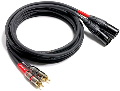 Suanqi WJSTN Cavo da RCA a XLR, cavo XLR maschio a RCA maschio, cavo audio HiFi, 4N OFC 20AWG, doppino intrecciato schermato a doppino intrecciato in rame privo di ossigeno, confezione da 2 pezzi (0,9