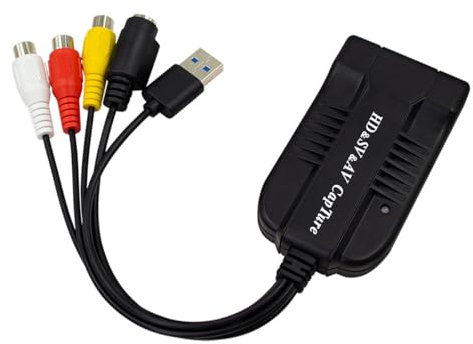 Nicear Câble de capture vidéo HDMI AV S-Vidéo vers USB 2.0 Carte de capture audio 1080P 30fps pour diffusion en direct Caméra Jeux Magnétoscope VHS DVD