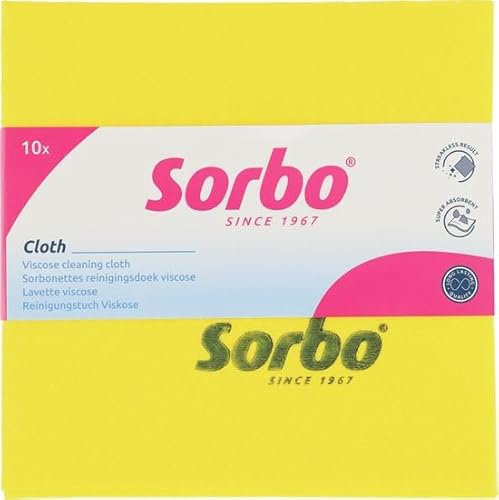 Sorbo Sorbonettes Chiffons de Nettoyage – Lot de 10 – Jaune – 38 x 38 cm – Haute Absorption & Lavables – pour Cuisine, Salle de Bain & Maison – Lingettes Réutilisables