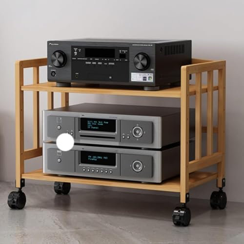 DVD-Player-Ständer Regal, Holz TV Stereo Audio Schrank - Beweglicher Plattenspieler Halter für Wohnzimmer und Büro