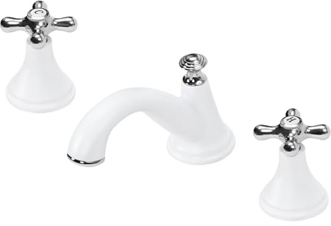 Rubinetto da bagno a 3 fori, resistente alla corrosione, per lavabo, per bagno, cucina, docce, bianco