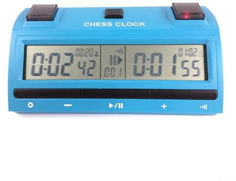 wenyouya Reloj digital profesional de ajedrez – 59 modos de sincronización para ir/ajedrez/ajedrez chino – Personalización de doble cara – Botones iluminados – Funciona con pilas (2 x AAA) – Azul