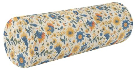Nackenrolle mit Paisleymuster, Aquarell, Blumenmuster, rund, Halswirbelsäule, Zylinderrolle mit abnehmbarem, waschbarem Bezug zur Unterstützung der Halswirbelsäule, Spondylose, Schmerzlinderung und