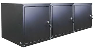 PROREGAL Mega Deal 3X Casier métallique verouillable Cubic | HxLxP 45x45x45cm | Noir | Armoire à casier Cube, Consigne Polyvalente, vestiaire, Placard en métal