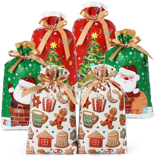 HRX Package 30 Stück Plätzchentüten Weihnachten, Kekstüten Gebäcktüten Mittel Tüten für Süßigkeiten Geschenktüten Verpackung zum Binden für Weihnachten Adventskalender Partytüten(23x34cm)