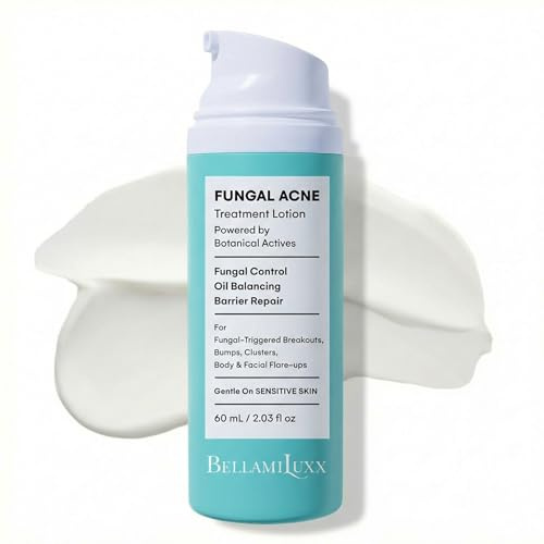 BellamiLuxx Fungal Acne Treatment Lotion: Effective Face & Body Pimple Cream for Bumps, Clusters, Itch & Redness – Fungal Prone Skin Acne Treatment Moisturizer for Teens & Adults with Natural Actives