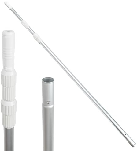 E1mity Palo telescopico per piscina, palo telescopico per la pulizia della piscina, da 127,5 a 460 cm, asta professionale regolabile in alluminio a 3 sezioni per teste di aspirazione di stagni fontane