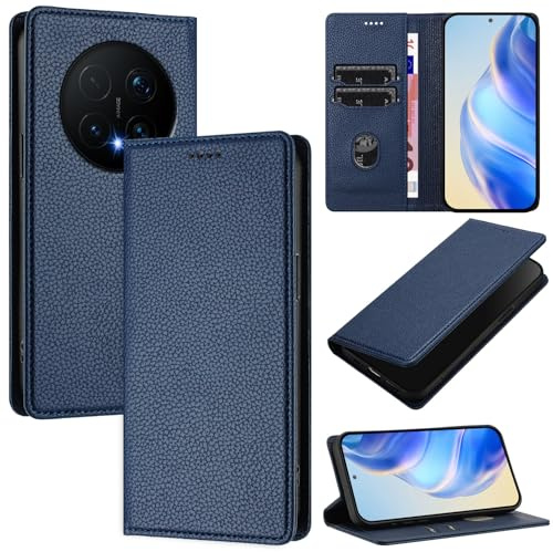 XINYEXIN Cover per Honor Magic 8 Pro / Magic8 Pro, Custodia Portafoglio in Pelle Cover Folio a Libro con Slot per Porta Carte Supporto Magnetica Flip Case - Blu scuro
