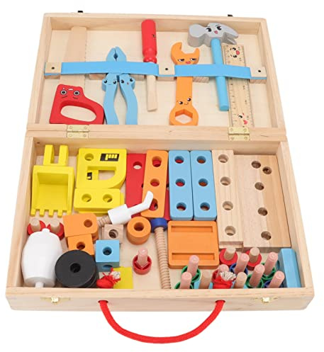 Naroote Boîte à Outils en Bois, Jouets, Puzzle de Boîte à Outils, Interaction Parent-Enfant, Bois Durable pour la Maison
