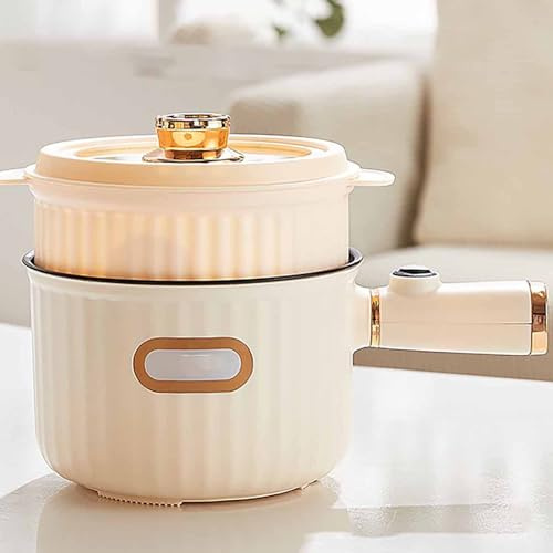 TYXFSMYXGS Portable Mini Electric Rice Cooker 1.2L, Multi-Functional Small Rice Cooker for 1-2 People, Non-Stick Ceramic Pot, Intelligent Steaming Cooker for Rice White 18cm/7.09in