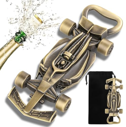 LULLEA Racing Car Bottle Opener with Turning Wheels, Novelty Racing Gifts for Men, Dad, Grandad, Bronze Bar Accessory with Gift Bag, Ideal Gifts for Birthday, Father’s Day, Christmas, Pub Nights