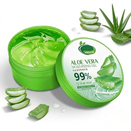 99% Aloe Vera Gel 300g, Reines Aloe Vera Gel Bio Feuchtigkeitscreme Für Gesicht & Körper, After Sun Lotion für Sonnenbrand Reparieren, Trockene & Strapazierte Haut, Beruhigend Sunburn Hautpflege