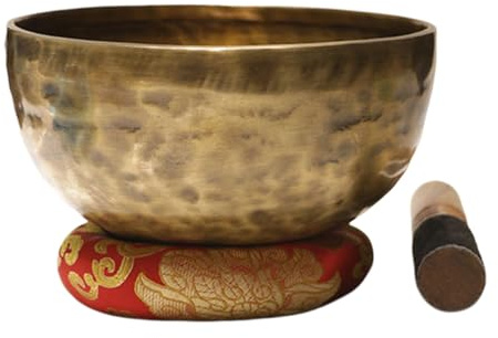 Cuenco tibetano de canto martillado a mano, regalos de meditación, regalos únicos para mujeres, 8 pulgadas