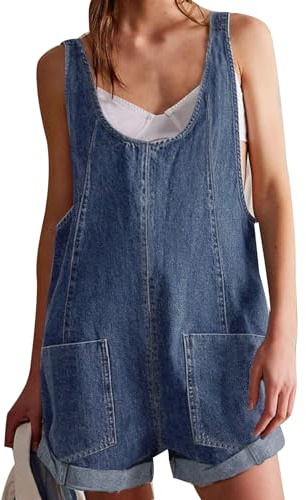 MINTLIMIT Womens Denim Romper Casual Sleeveless Jean Shorts Jumpsuits Adjustable Straps Dungarees Summer Short Overalls