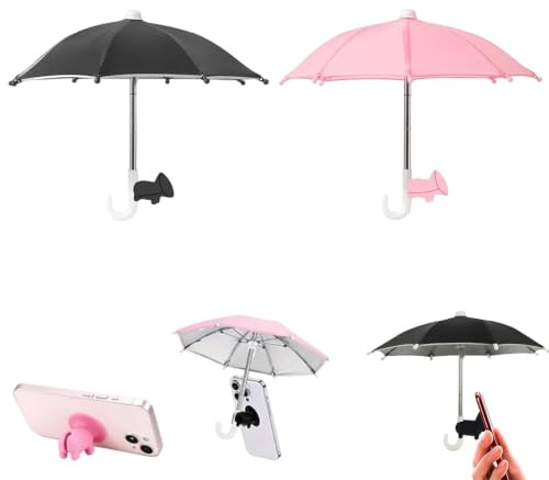 ZUICC 2PCS Phone Umbrella Suction Cup Stand for Sun | Cute Cell Phone Umbrella for Sun Shade, Adjustable Phone Shade Umbrella Universal for Beach Pool Outdoor
