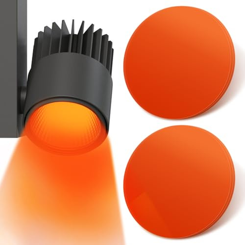 HOUDERCO 30 St Geléljusfilter Självklistrande Plastark för Lampor och Spotlights Värmejusterande Färgfilm för Belysning Dekorativa Fönsterfilmer för Hem och Studio Orange