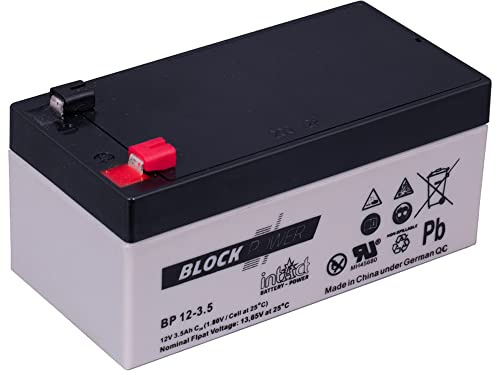 intAct Block-Power AGM Batterie 12V 3,5Ah - auslaufsicher und wartungsfrei - vielseitige AGM Versorgungsbatterie - für Freizeitbereich, Notstromanlagen, Sicherheitssysteme - Maße (LxBxH): 134x67x64mm