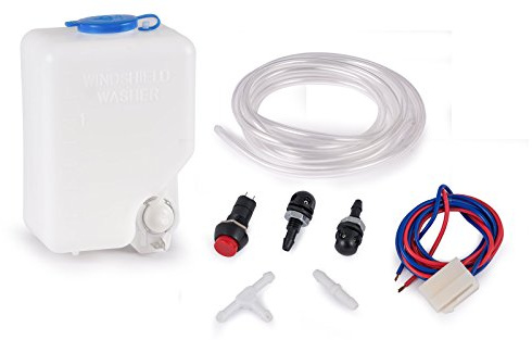 wellenshop Set Universal Scheibenwaschanlage mit Pumpe und Schlauch 12 V komplett Scheibenwischer Reinigung Sprühsystem Scheibenwasch-System