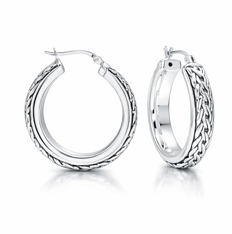 LeCalla Sterling Silber Schmuck antike byzantinisch inspirierte Creolen mit Klickverschluss für Damen