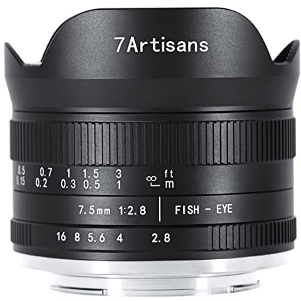 7artisans 7,5 mm f2.8 Mark II APS-C Fischaugen-Weitwinkelobjektiv für Fujifilm FX spiegellose Kamera X-T1 X-T2 X-T3 X-T20 X-T30 X-E1 X-E2 X-E3