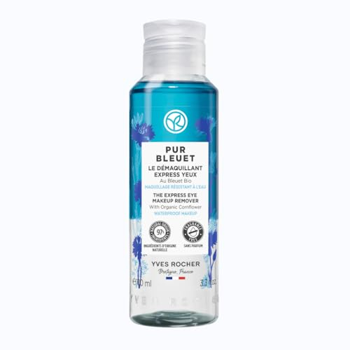 Yves Rocher PUR BLEUET Express - Detergente per occhi con fiordaliso biologico, cura per occhi sensibili, 1 flacone da 100 ml