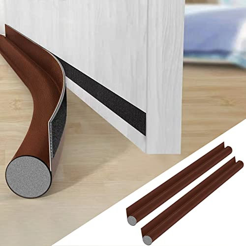 AiQInu Zugluftstopper für Türen, 2 Stück Einseitige Tür Zugluftstopper, Schalldicht, hält Zugluft und Gegen Insekt,Türdichtung hält Warm und Kalt, 96cm x 8cm, Braun