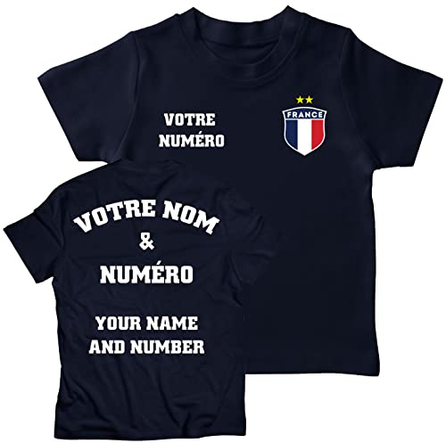 Maillot de Foot Enfant | T Shirt Cadeau Personnalisé avec Votre Nom et Numéro | France Football 2026