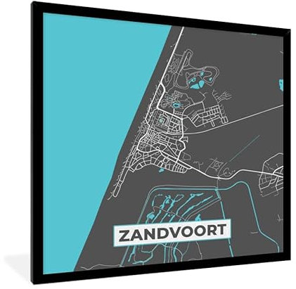 MuchoWow Poster Bilder Wanddeko Deko Wohnzimmer 40x40 cm Karte - Zandvoort - Stadtplan