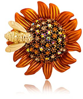ECER Brosche Clips Broschen Anstecknadel Broschennadel Dekorative 2,9 cm Smart Bee Daisy Brosche Persönlichkeit Creative Flower Corsage Damen Accessoires,Braun