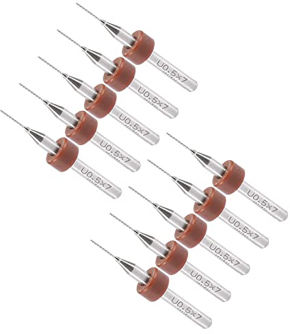 CoCud Micro PCB Trapano Punte, 1/8 Gambo 0.5mm Taglio Taglio, Tungsteno Carburo Stampa Circuito Scheda Trapano Punta - (per CNC Perforazione Incisione Macchina), 1 Set (10 pezzi)
