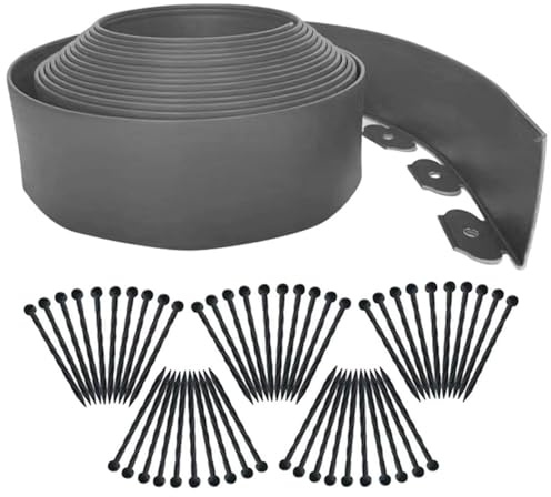 Bordures de jardin flexibles 10m, bordures paysagères [extra hautes 10cm de hauteur] avec 30 piquets, bordures de jardin sans creusage, bordures de pelouse, mini clôture en plastique pour parterres de