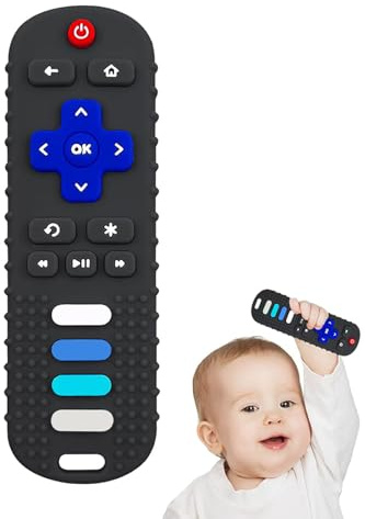 YAPROMO Baby Silicone Teething Toys, Toy Remote for Babies 3-18 Months, Kids Remote Teething Toy, TV Remote Shaped Teethers BPA Free/Refrigerator Safe