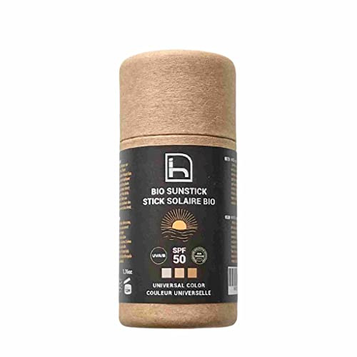 Facial Sunscreen 50 with Bio Colour – Facial Sun Stick 50 – Face Sun Cream 50 with Face Color SPF 50 – Certified Organic and with Biodegradable Cardboard Packaging – 50 g