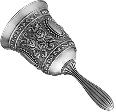 Gravierte Handglocke, Laut Klingende Handglocke aus Legierung Im Vintage-Stil, Zart für die Hochzeit Zum Aufwachen (Silber Freie Größe)