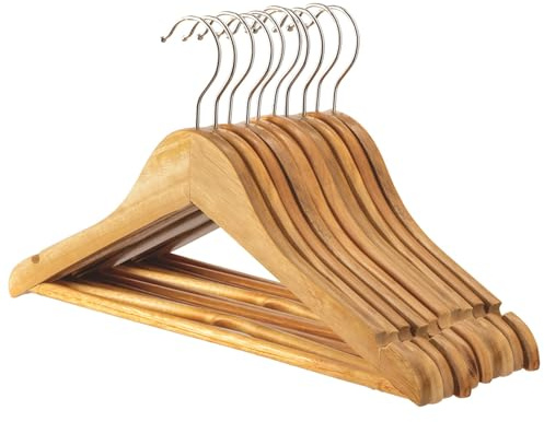Harbour Housewares 10x Braun Kinder-Kleiderbügel aus Holz - Klein Kinder Mantel Kleidung für Baby, Kleinkind mit Metallhaken, Hosenstange