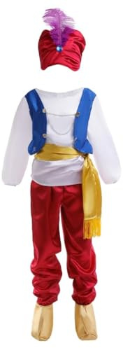 Lito Angels Aladdin Arabian Prince Fancy Dress Up Costume with Hat and Genie Shoes Cover for Kids Boys Age 9-10 Years (Tag Number XL)