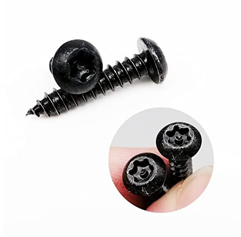 Dübel Schrauben Set 20pcs. M3 m4. Schwarzer Stahl-Pin Six-Lappen Torx flacher Senkrundrunde Pan-Taste-Kopf-Manipulationssicherheitssicherheit Selbstklopfen Holzschraube Schrauben ( Color : 2.9x8mm , S